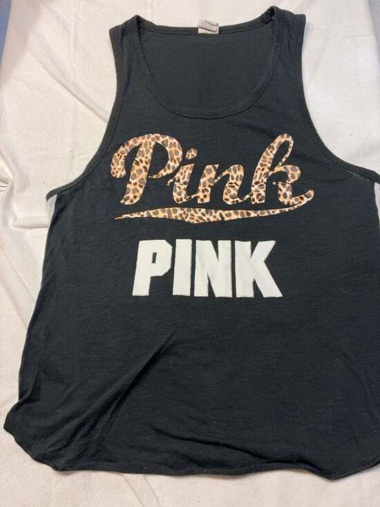 Victoria's Secret PINK Tops - Victoria's Secret PINK Black Leopard Graphic Tank Top Size Medium
